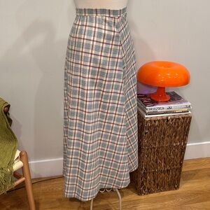 70s plaid maxi skirt with matching belt
